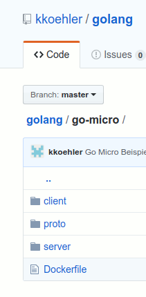 Verzeichnisstruktur für Go Micro Beispiel