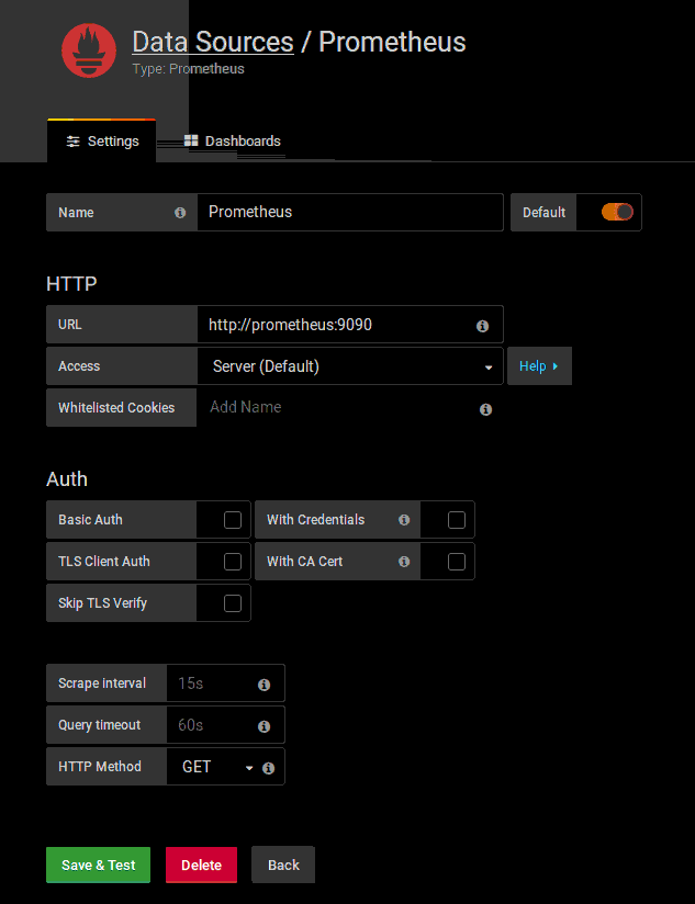 Mit Grafana Prometheus anbinden